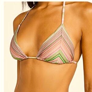 PQ Swim Glitter rainbow metallic bikini top size medium